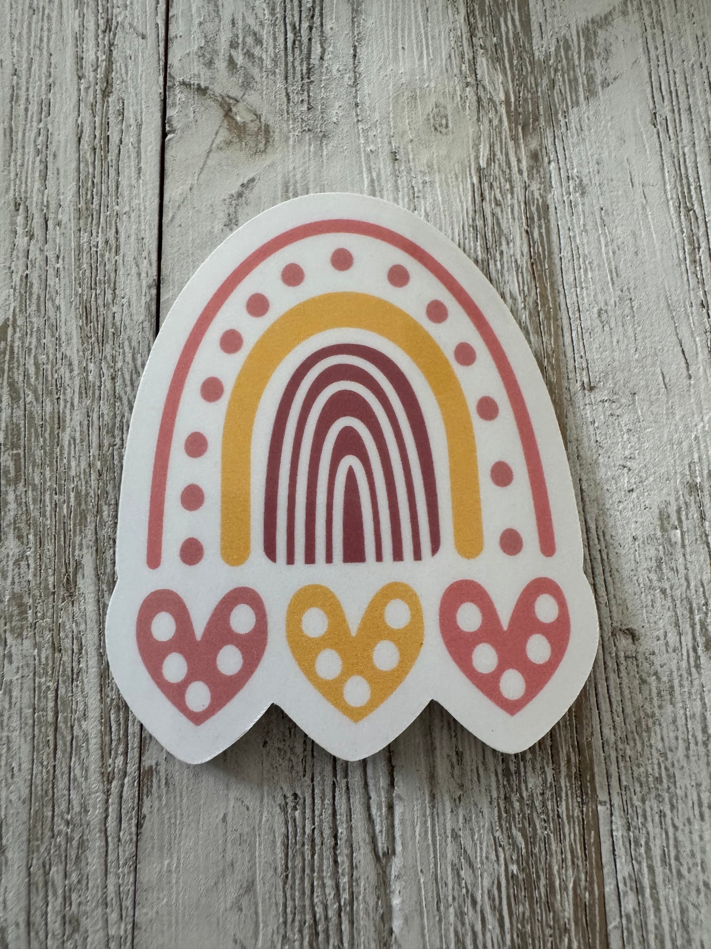 Rainbow With Three Hearts Sticker