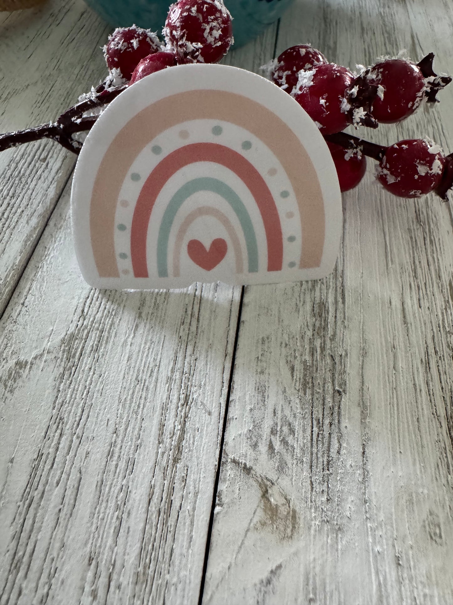 Rainbow With One Heart Sticker