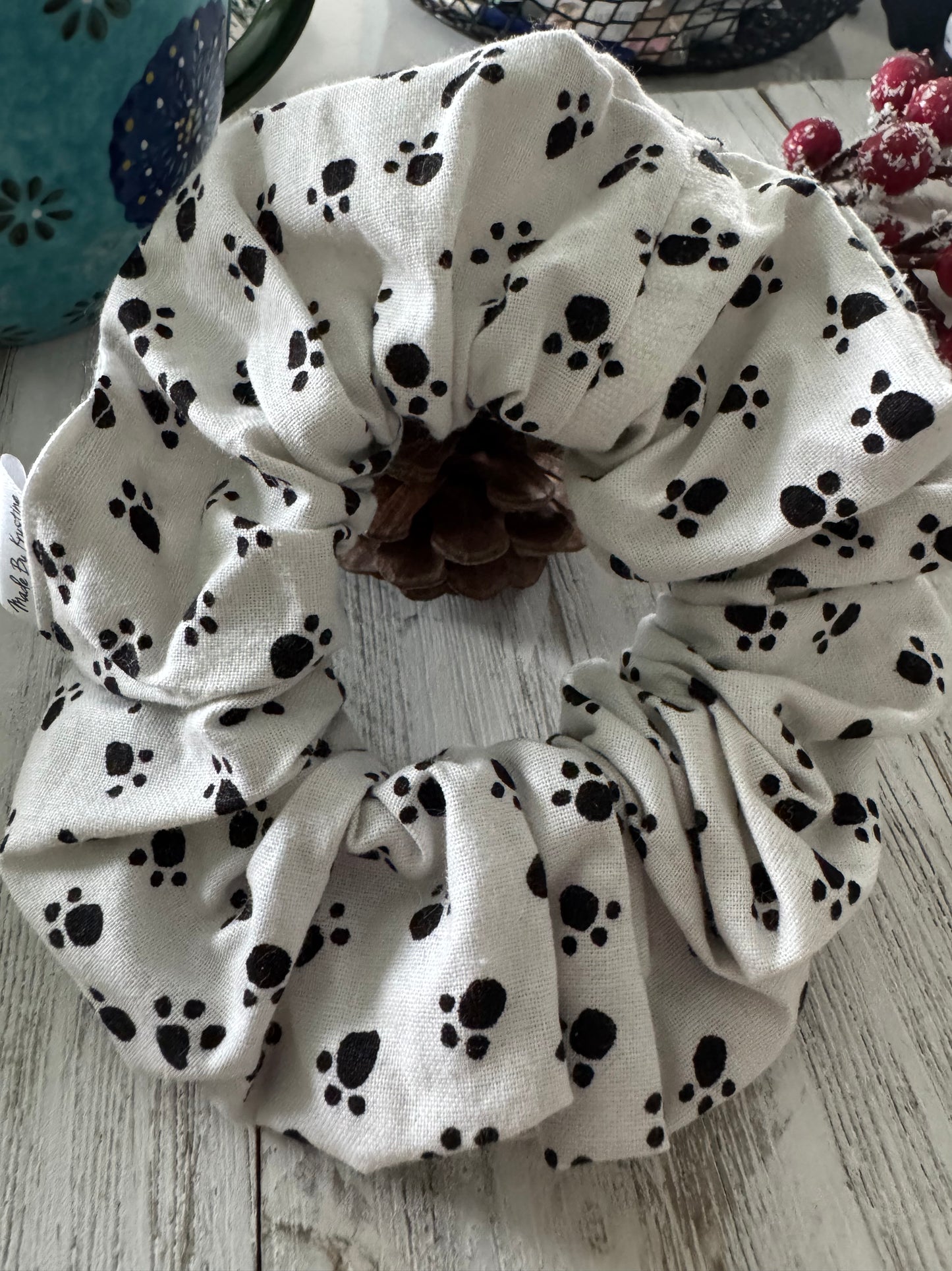 Black Paw Prints Scrunchie