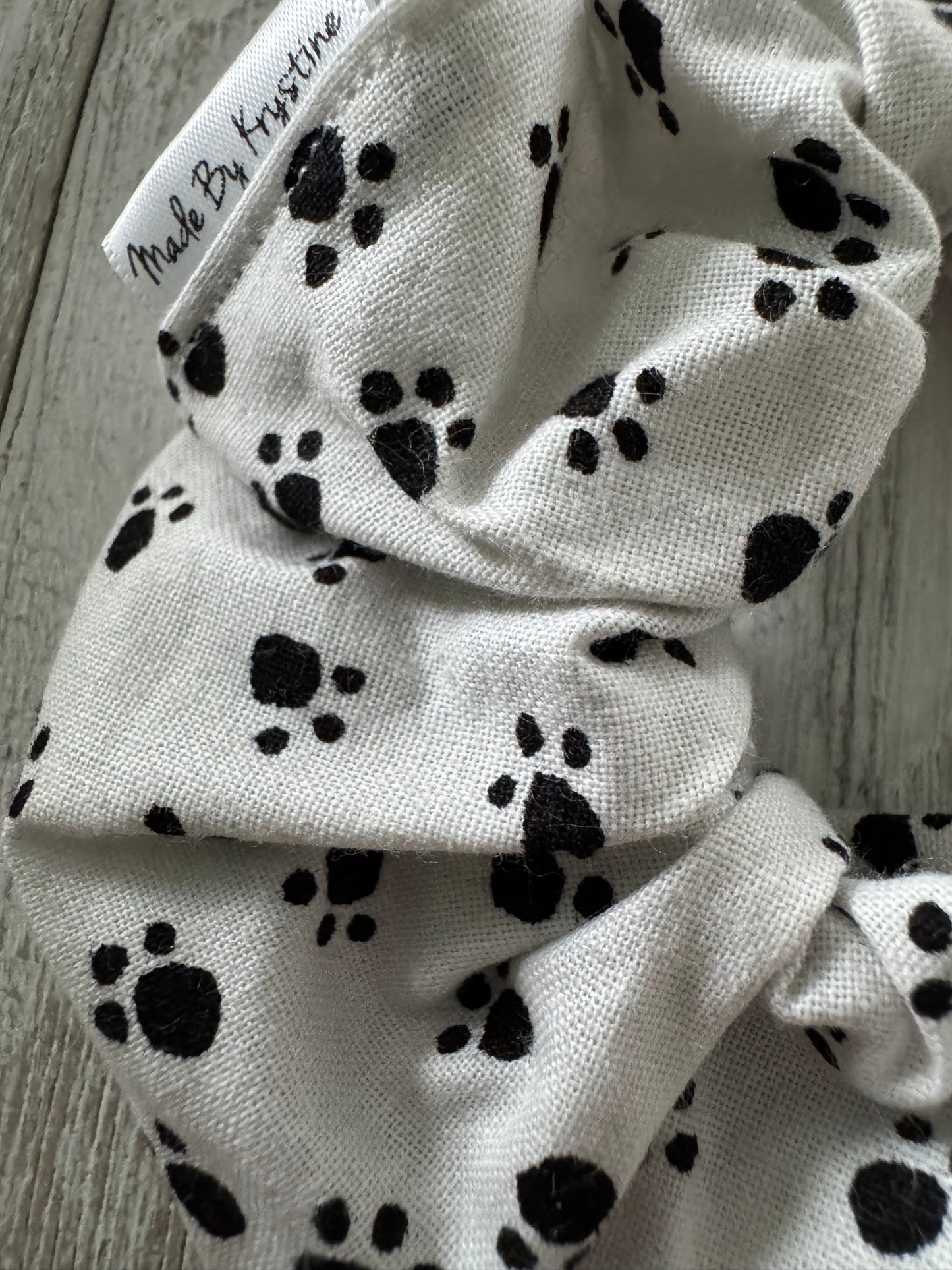 Black Paw Prints Scrunchie