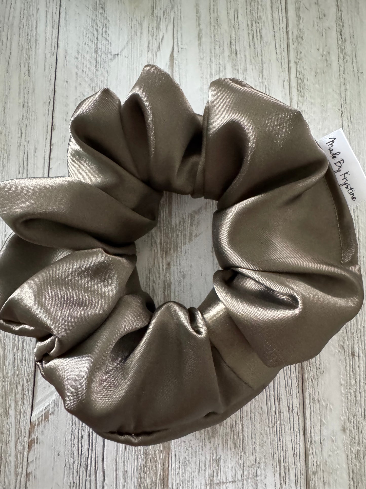 Olive Satin Scrunchie