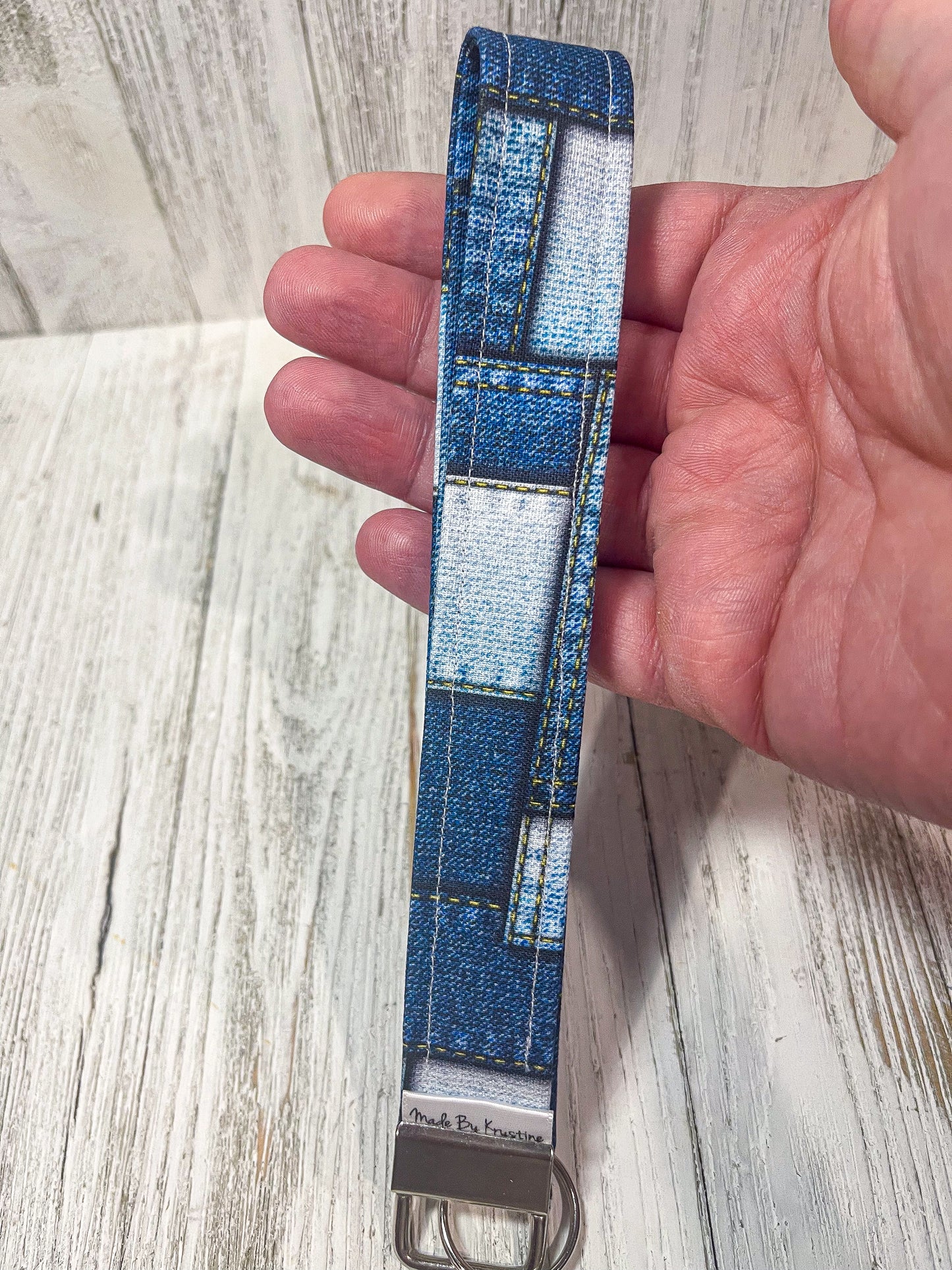 Denim Patches Wristlet