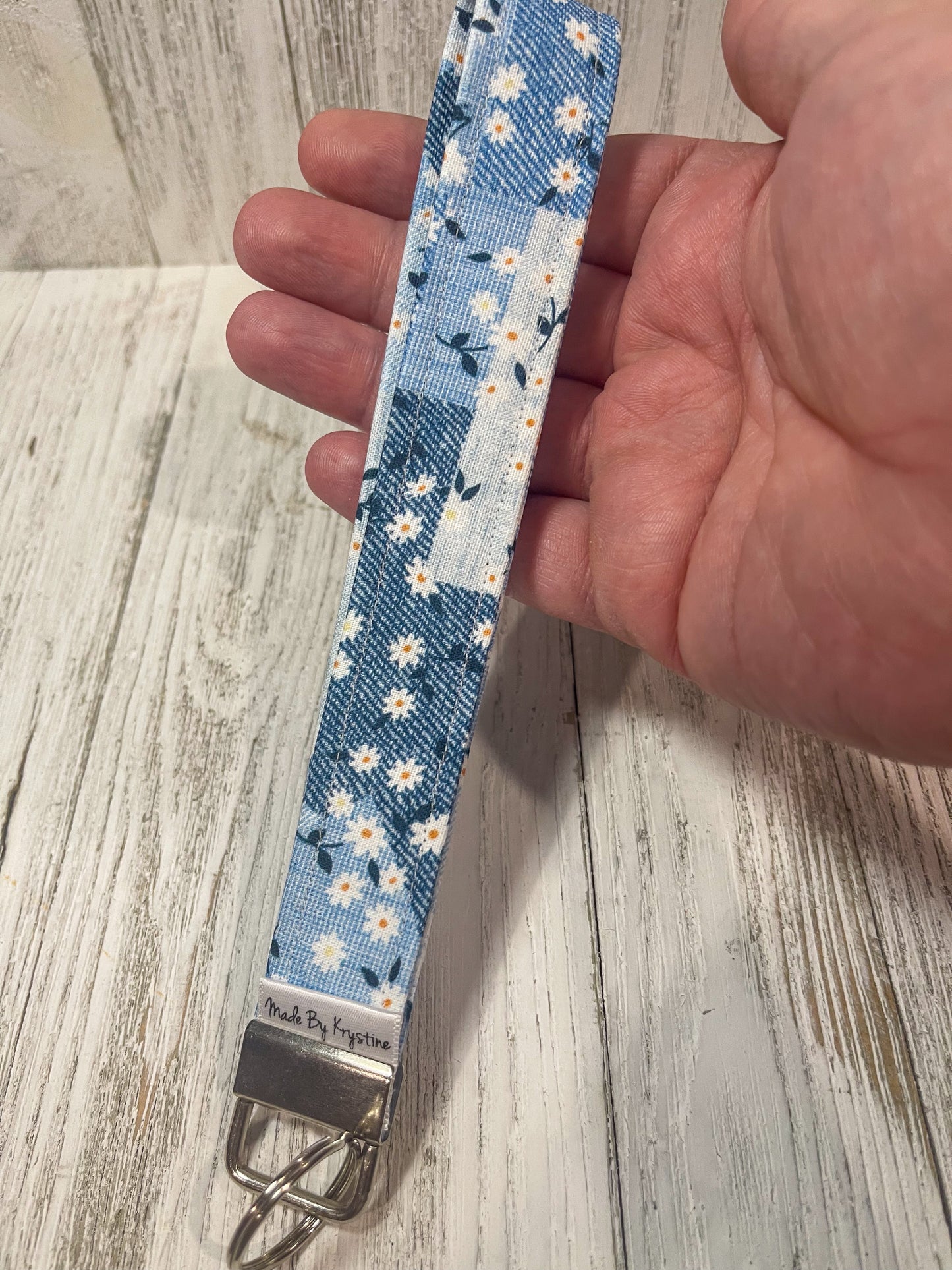 Daisies on Denim Wristlet
