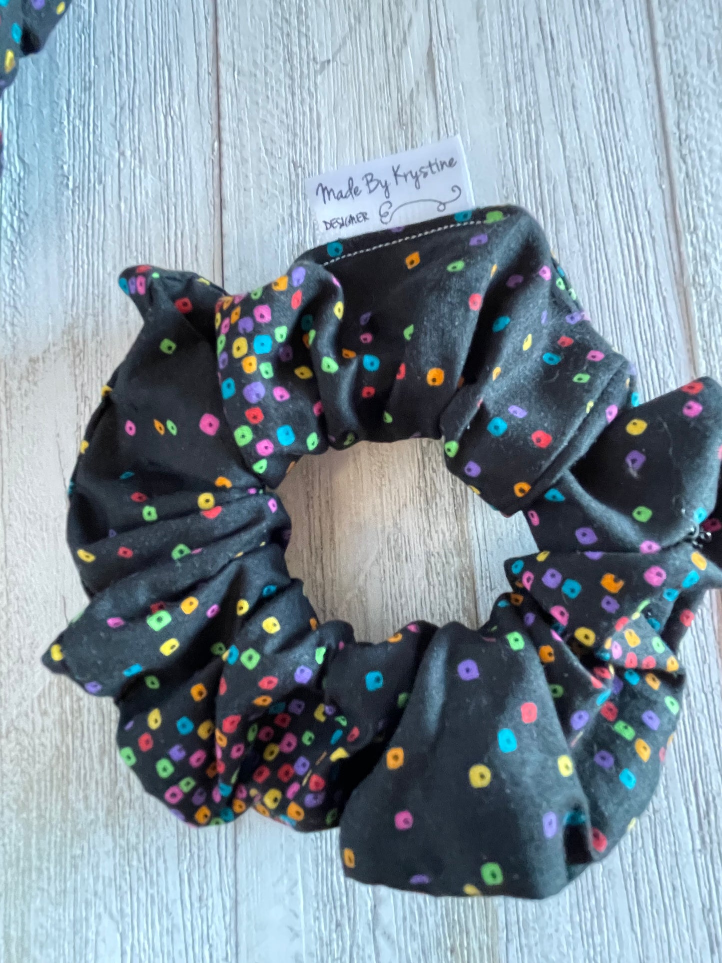 Rainbow Squares Scrunchie