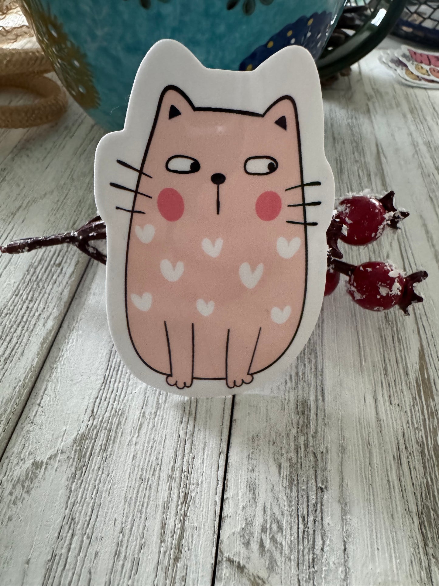 Pink Side-Eye Kitty Sticker