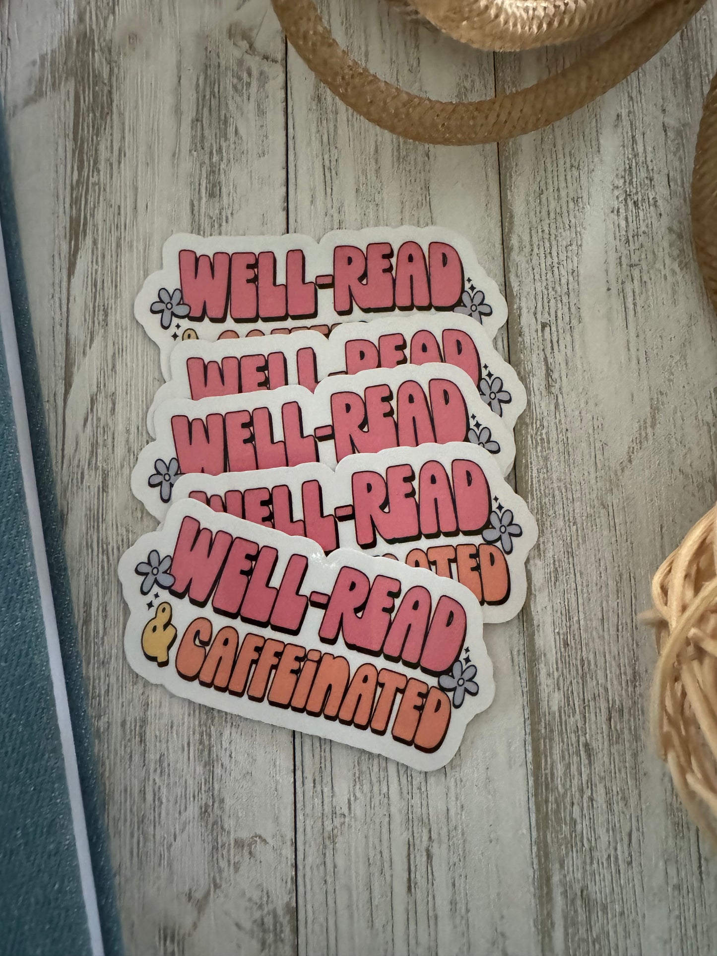 Well-Read and Caffeinated Sticker