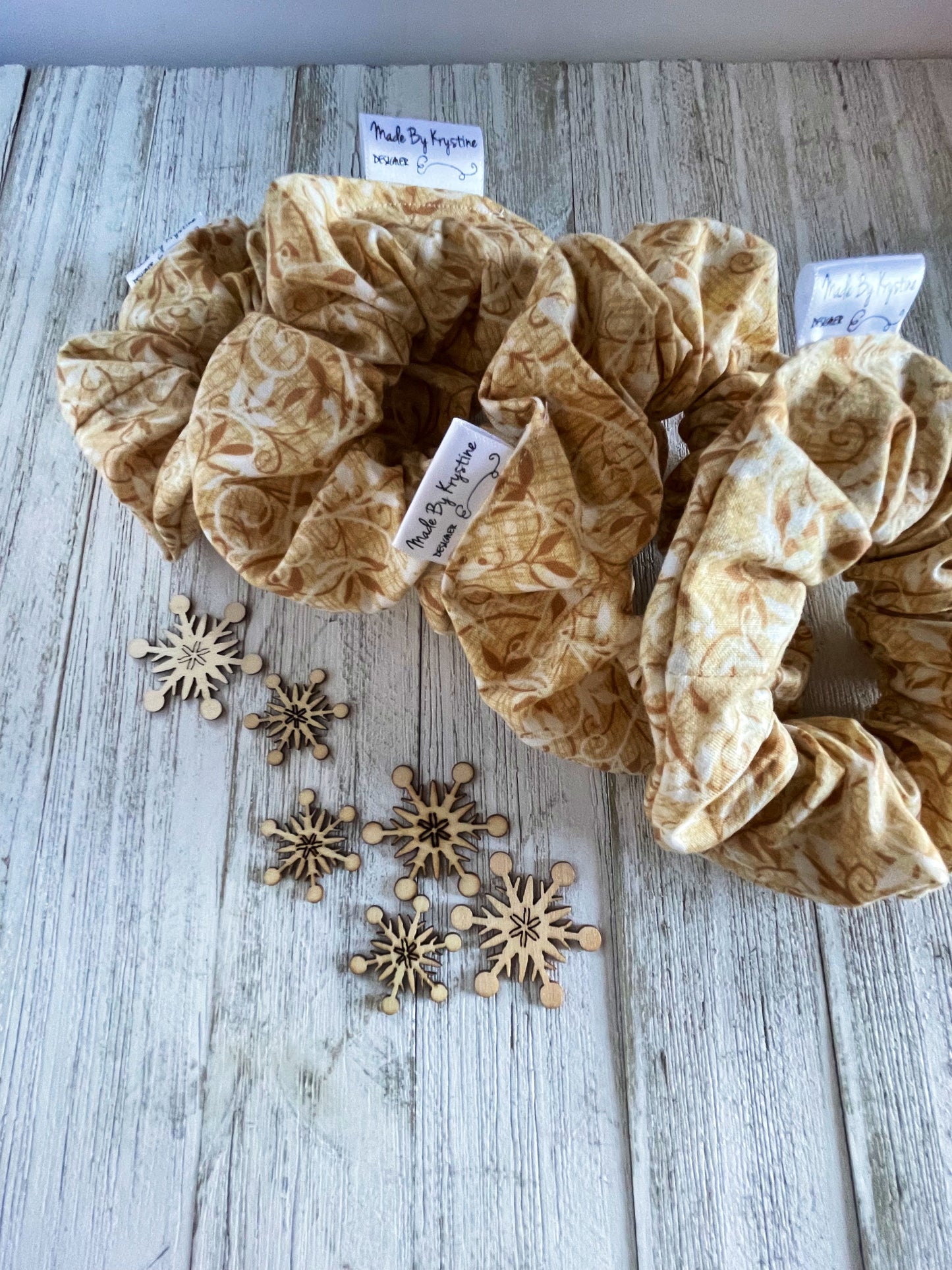 Brown and White Pattern Scrunchie