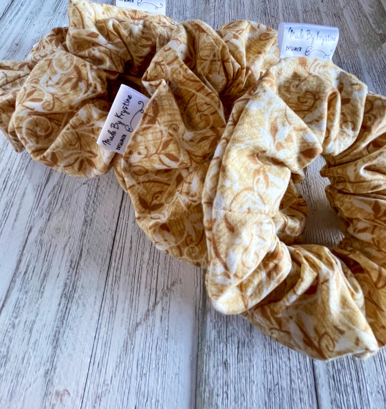 Brown and White Pattern Scrunchie
