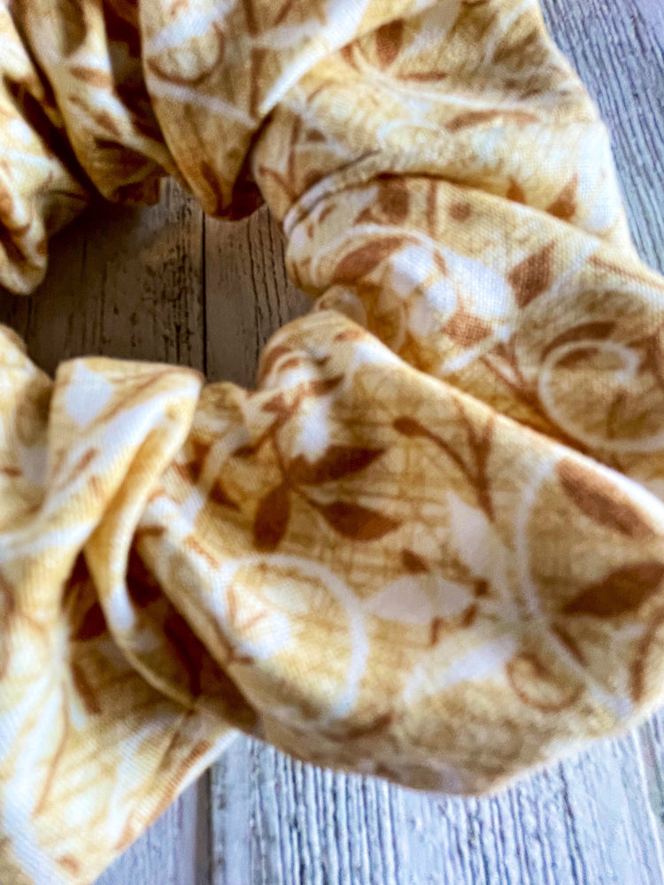 Brown and White Pattern Scrunchie