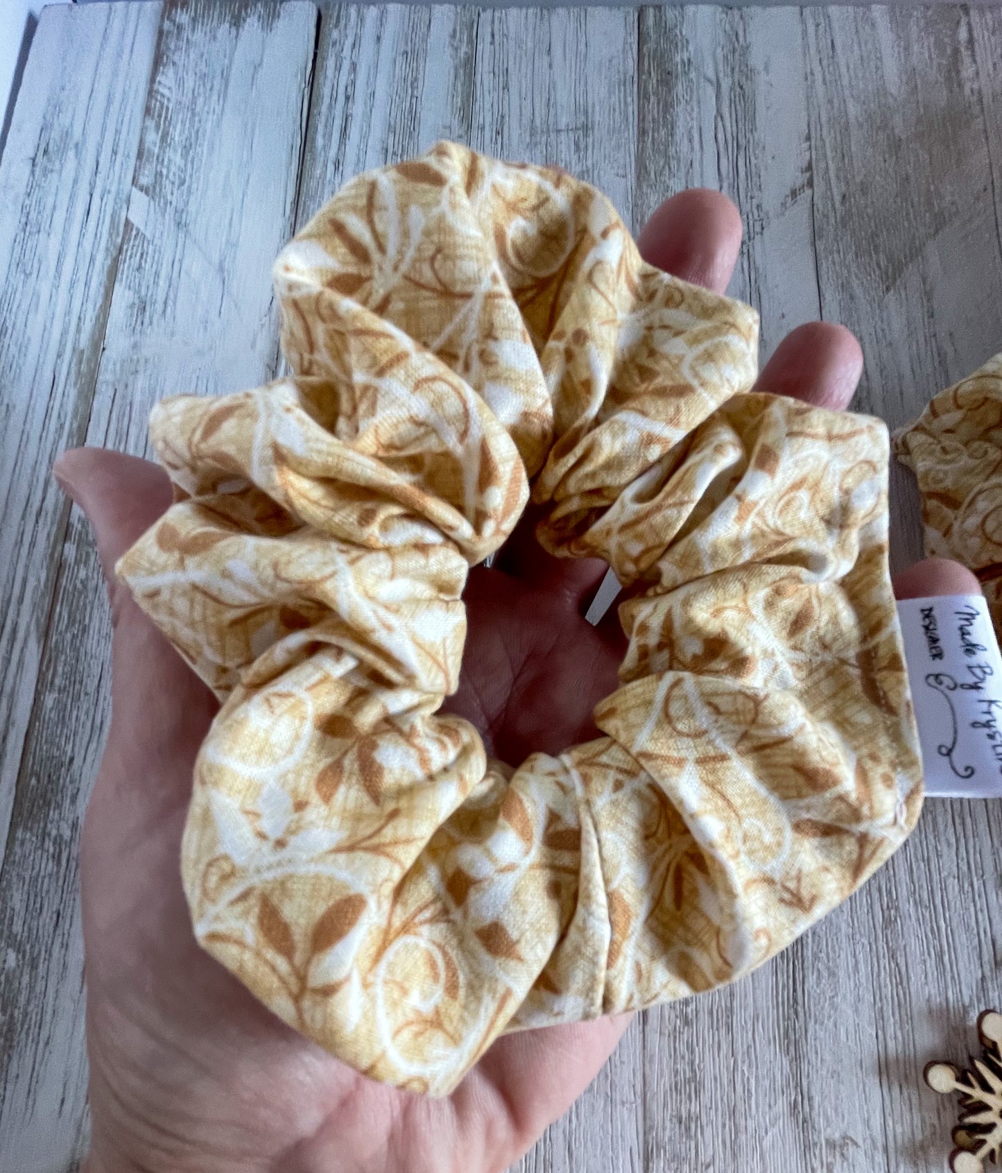 Brown and White Pattern Scrunchie